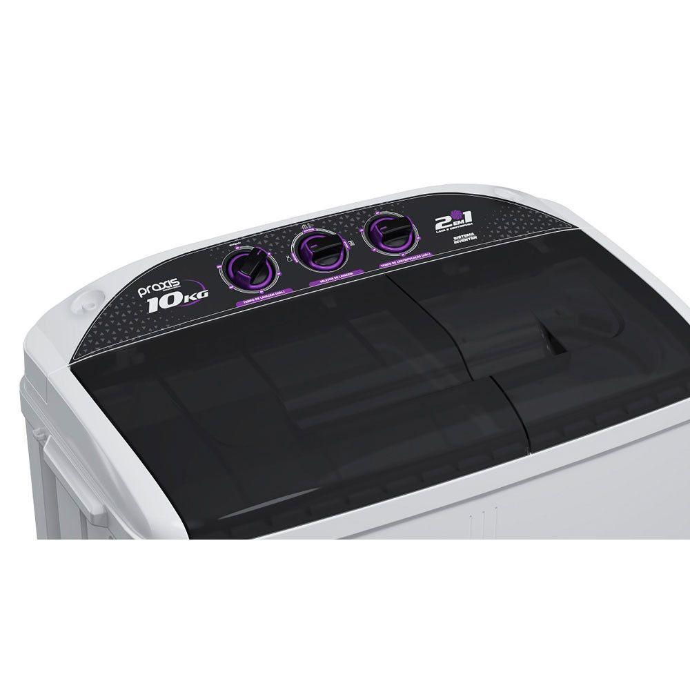 Tanquinho Semiautomático Twin Tub 2 Em 1 4,6kg Praxis Branco 110V - 2