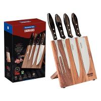 Jogo Para Churrasco Tramontina Em Aço Inox Cabos Em Madeira Polywood Castanho 5 Peças - 1