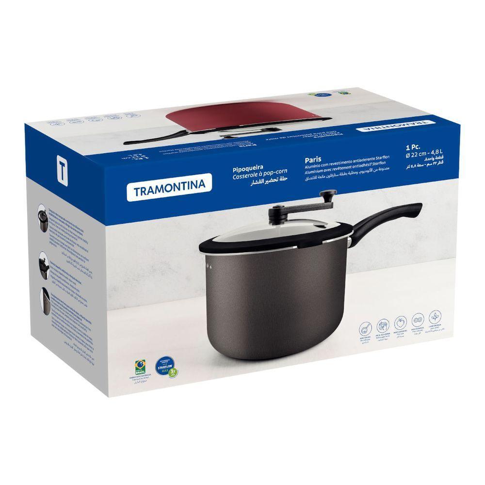 Pipoqueira Tramontina Paris 22 Cm 4,8 Litros Grafite Em Alumínio Starflon Max - 4