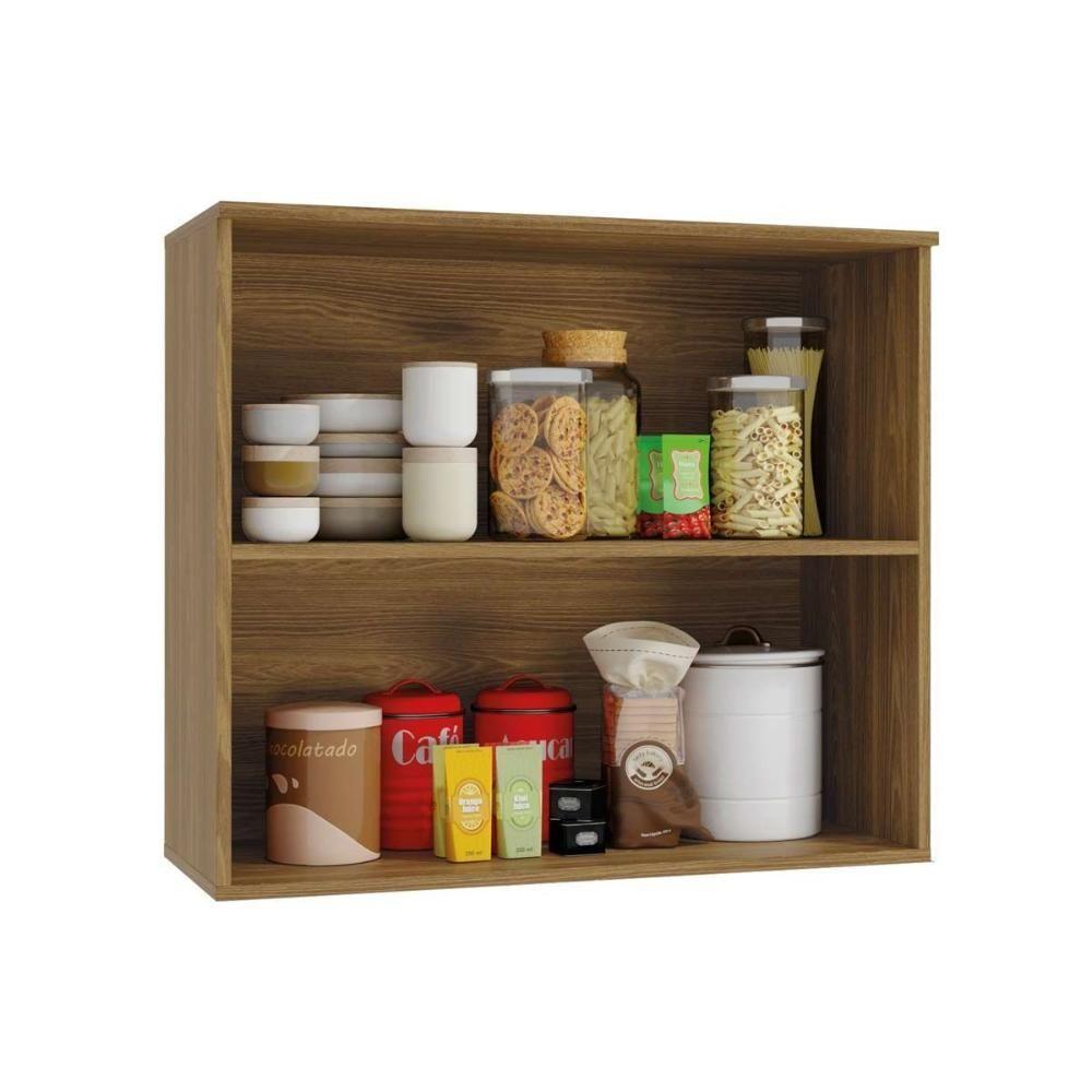 Armário Aéreo Cozinha Modulado Botanic M633 Com 2 Portas Com Tela 80cm Nogueira - Kappesberg - 4