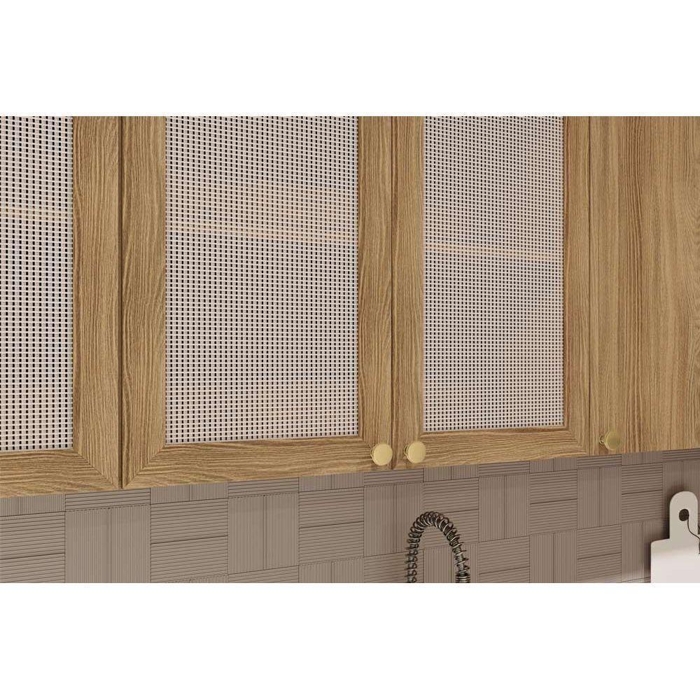 Armário Aéreo Cozinha Modulado Botanic M633 Com 2 Portas Com Tela 80cm Nogueira - Kappesberg - 6