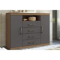Cômoda De Quarto Master com 2 Portas 1 Nicho E 4 Gavetas Jatoba-grafitte - Santos Andirá - 1