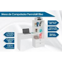 Mesa De Computador Solteiro Elisa 2 Gavetas E 6 Nichos Nature - Permóbili - 2