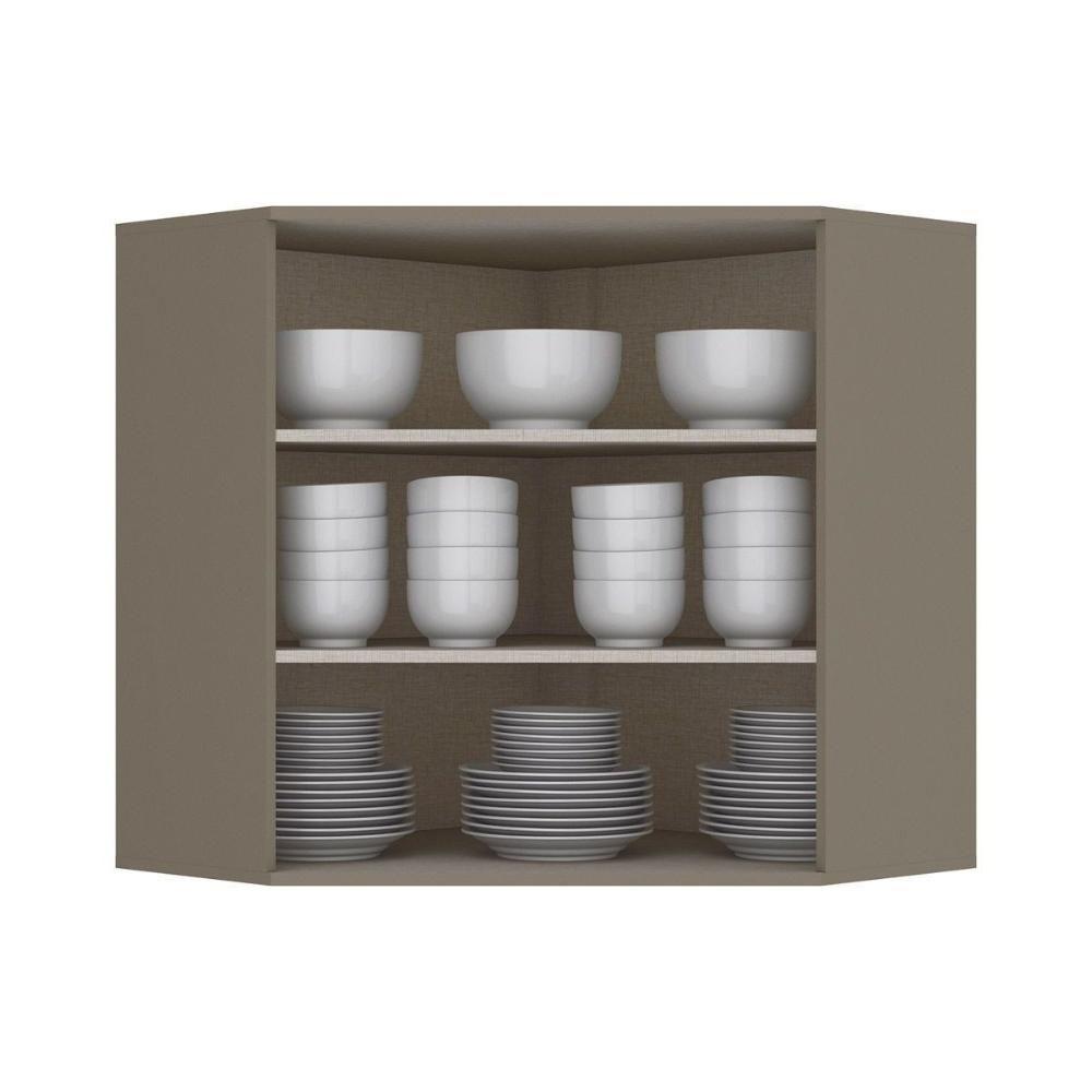 Armário Aéreo Cozinha Modulado Connect Canto Oblíquo Com 2 Portas 80x83cm Off White - Henn - 4