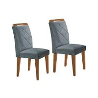 Kit 2 Cadeiras Sala Jantar Melissa 2 Un Madeira Capuccino-suede Grafite - Rufato - 1