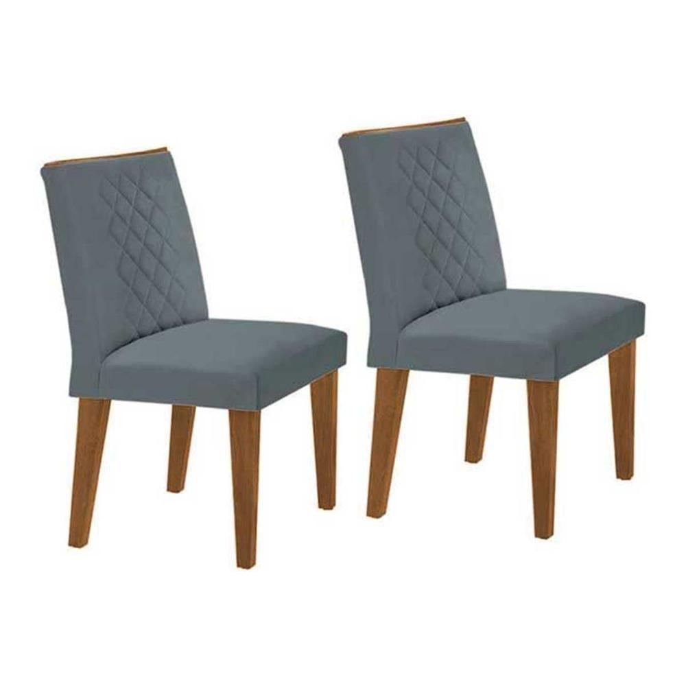 Kit 2 Cadeiras Sala Jantar Jade 2 Un Madeira Capuccino-suede Grafite - Rufato - 1