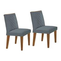 Kit 2 Cadeiras Sala Jantar Jade 2 Un Madeira Capuccino-suede Grafite - Rufato - 1