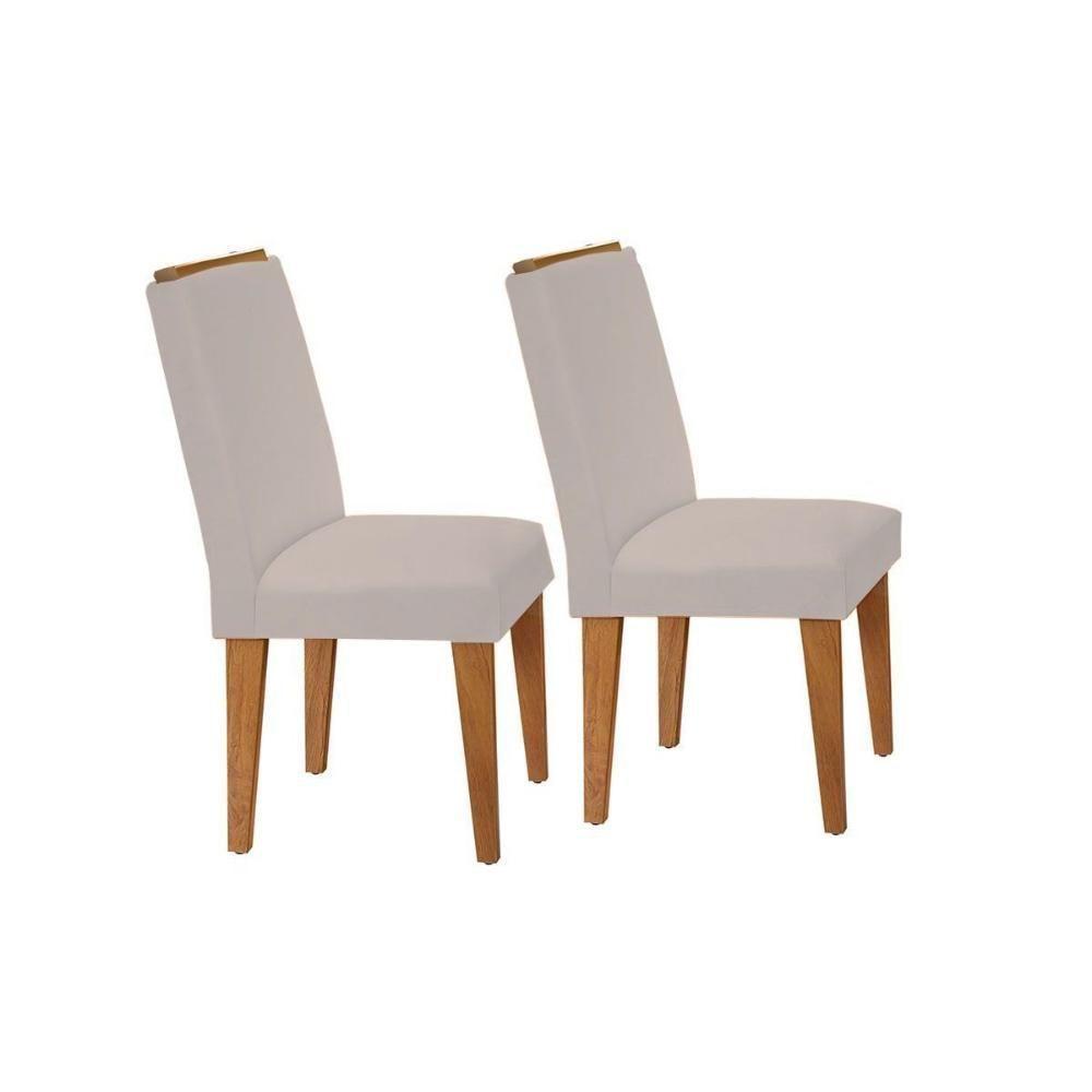 Kit 2 Cadeiras De Cozinha Lunara Imbuia-capuccino-suede Creme - Rufato - 1
