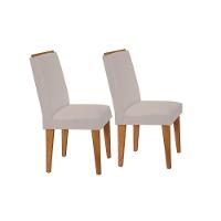 Kit 2 Cadeiras De Cozinha Lunara Imbuia-capuccino-suede Creme - Rufato - 1