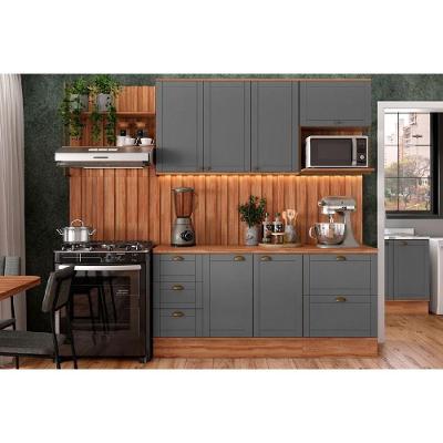 Cozinha Completa Bella 6 Portas 5 Gavetas MDF 120cm Cinza Texturizado