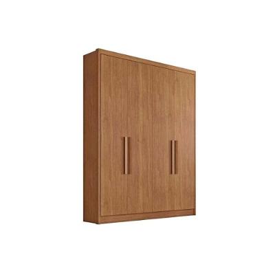 Guarda Roupa Casal Moderni Sevilha 4 Portas de Abrir 3 Gavetas Cumaru MDF Novo Horizonte