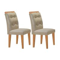 Kit 2 Cadeiras De Cozinha Imperatriz Madeira Capuccino-suede Creme - Rufato - 1