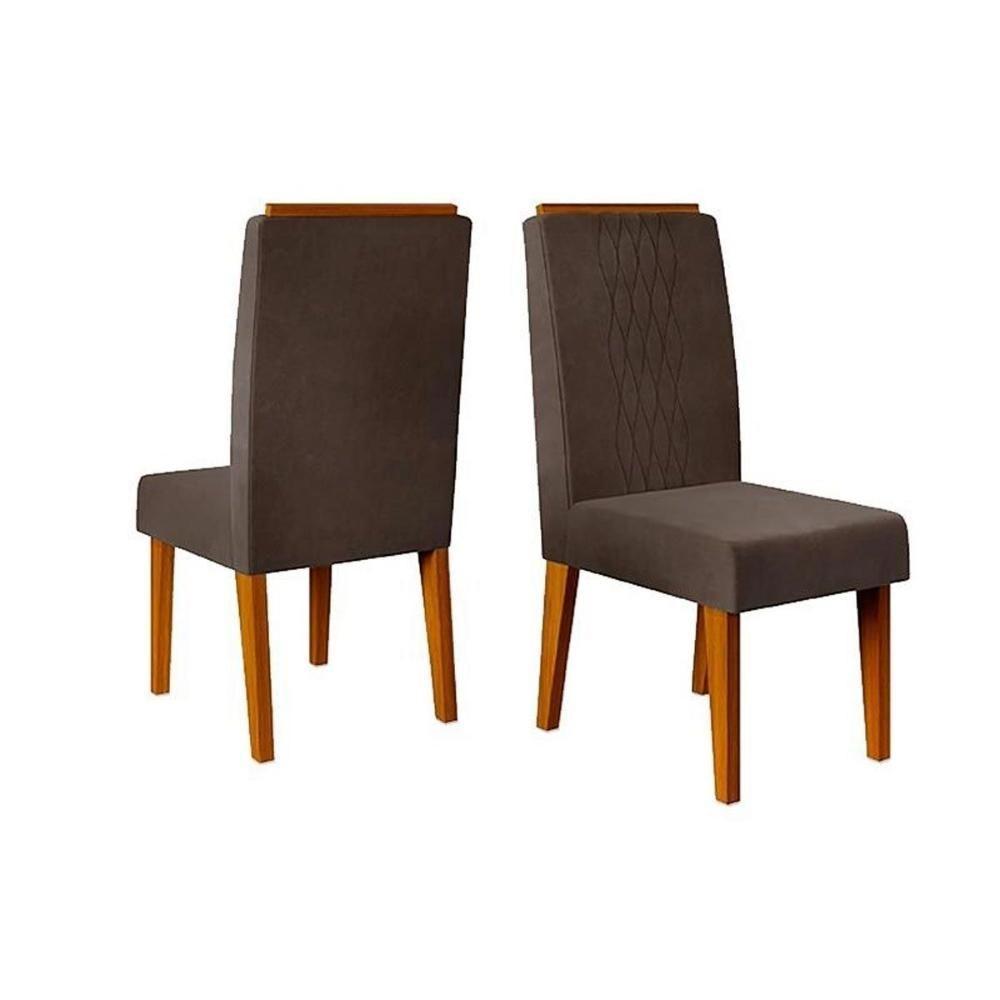 Sala De Jantar Completa Viena Tampo Madeirado C- Vidro 136cm E 6 Cadeiras Lia Freijo-off White - Suede Kraft - Dj Móveis - 2