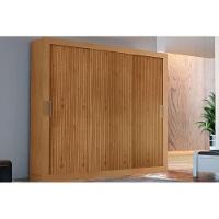 Guarda Roupas 3 Portas De Correr De E 4 Gavetas Veneza Naturalle-ripado 3d - 1