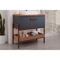 Gabinete De Banheiro Balcão Portinari 1 Porta Com cuba 80cm Titanio-freijo - Mgm - 1