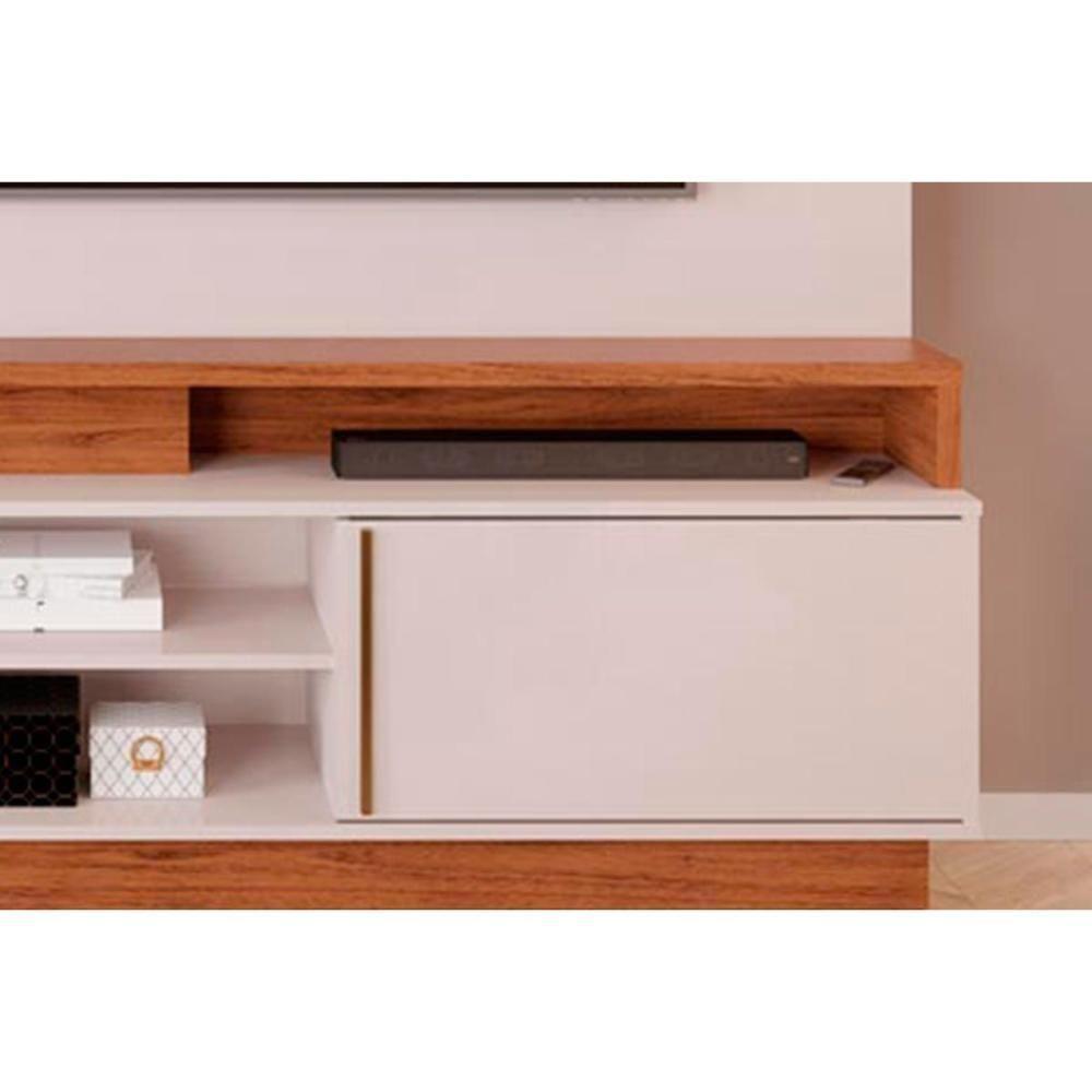 Home P/ Tv Até 70 Polegadas Martino C/ Prateleira Nichos E Pés 200x190cm Freijó/off White - Dj Móveis - 7