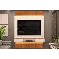 Painel Home Para Tv Até 75 Polegadas Hit 1900 Extensível 100% Mdf Com Led De 240 A 290cm Freijó-off White - Dj Móveis - 1