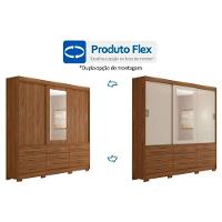 Guarda Roupa Casal 3 Portas De Correr E 7 Gavetas C- Espelho Luiza Cinamomo-off White - Panan - 2