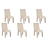 Cadeira Sala De Jantar Bia Kit 6 Un Freijo-linho Neve - Dj Móveis - 1