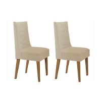 Cadeira Sala De Jantar Dafne Kit 2 Un Madeira Capuccino-linho Bege Turim - Rufato - 1
