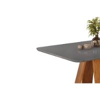 Mesa De Sala Jantar Celeste C- Tampo Madeirado Vidro Curvo 120x90cm Cedro-off White - Dj Móveis - 3