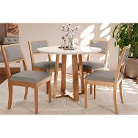 Sala De Jantar Completa Elma Tampo Madeirado C- Vidro 105x105cm E 4 Cadeiras Alice Carvalho-off White-vidro Off White - Linho Cin - Kappesberg - 1