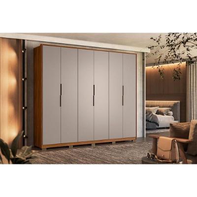 Guarda Roupa Casal Atrice Nogueira 6 Portas de Abrir 6 Gavetas nude