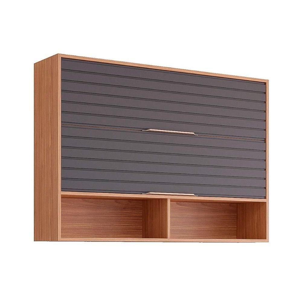 Armário Aéreo Para Cozinha Esplendida Com 2 Portas Basculantes 120cm Freijo-titanium - Mgm - 1