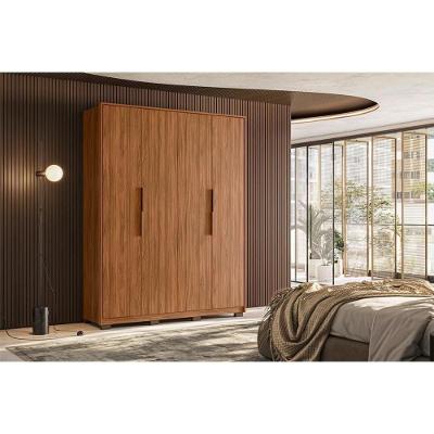 Guarda Roupa Casal Attore 4 Portas de Bater 3 Gavetas Amêndola Touch