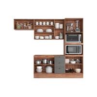 Cozinha Completa Bella 4 Peças (2aéreos+1balcão+1torrequente) C4p197 Nogal-cinza - Carraro - 3