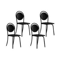 Cadeira Sala De Jantar 1738 Kit 4 Uni Preto- Courano Preto - Carraro - 1