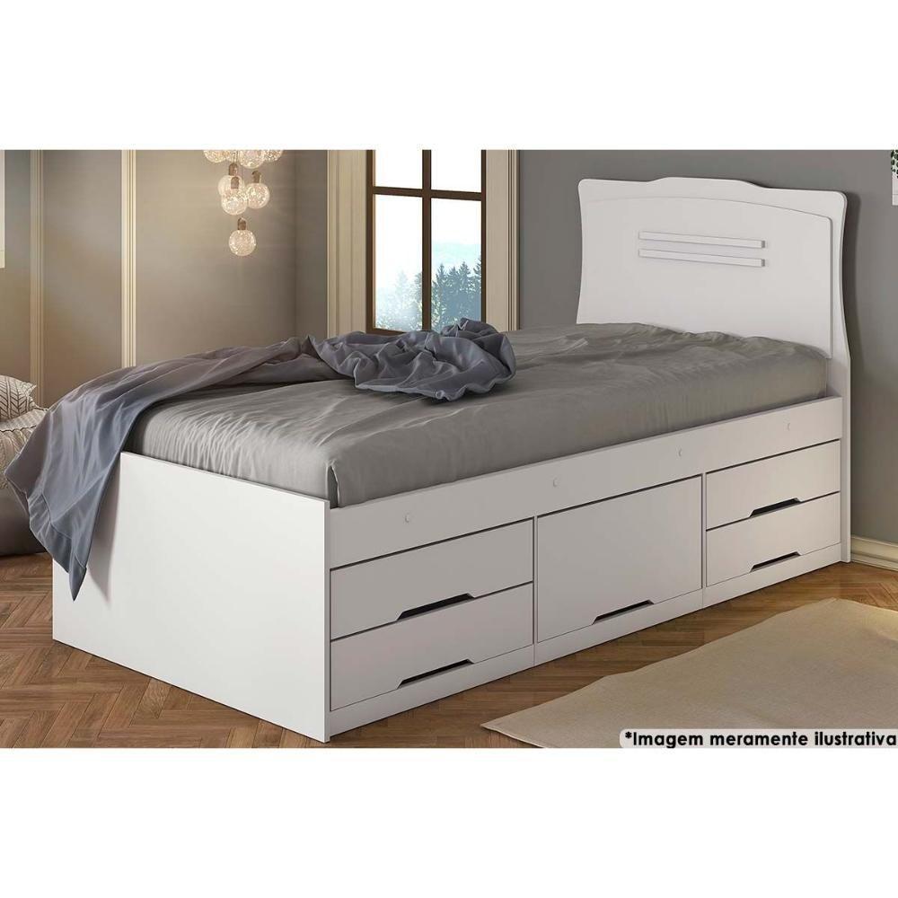 Cama Multifuncional Juvenil Júlia C- 5 Gavetas Branco - Conquista - 1
