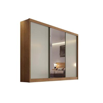 Guarda Roupa Casal Natus Duna 3 Portas de Correr 8 Gavetas Cumaru-Fendi MDF