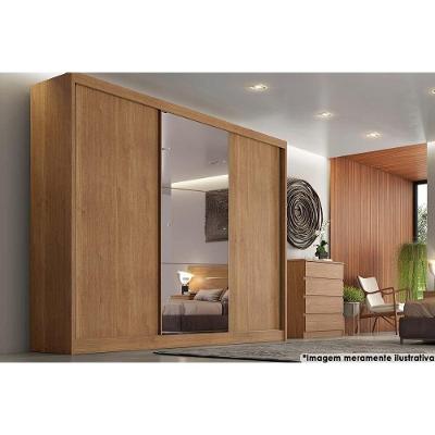 Guarda Roupa Casal Natus-Duna 3 Portas de Correr 8 Gavetas Cumaru MDF com Espelho
