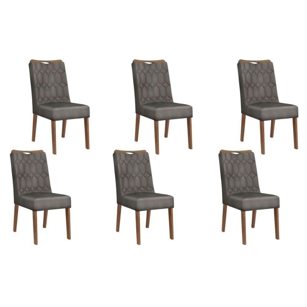 Cadeira Sala De Jantar Bia Kit 6 Un Freijó-suede Lunar - Dj Móveis - 1