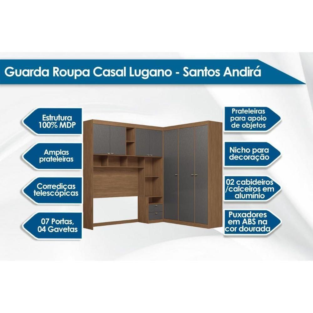 Guarda Roupa Casal 7 Portas E 4 Gavetas C- Espelho Lugano Jatoba-areia - 3