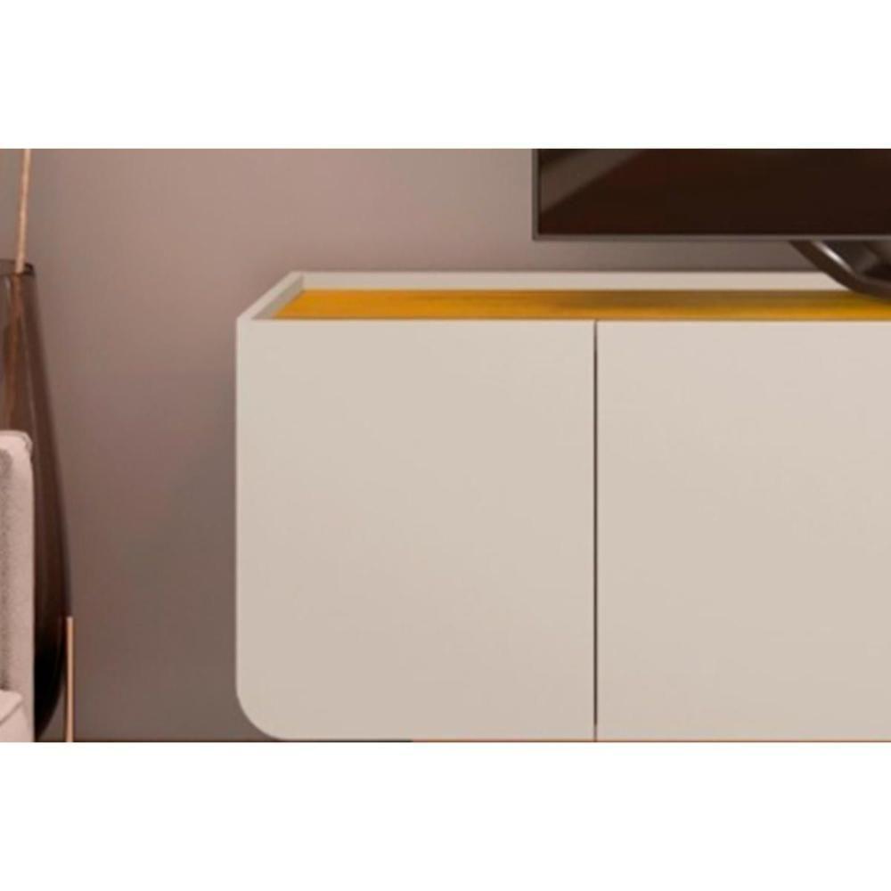 Rack Bancada Para Tv Até 75 Polegadas Nadine Com Nicho 220x60cm Off White-freijó - Dj Móveis - 6