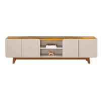 Rack Bancada Para Tv Até 75 Polegadas Nadine Com Nicho 220x60cm Off White-freijó - Dj Móveis - 3