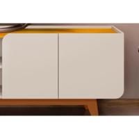 Rack Bancada Para Tv Até 75 Polegadas Nadine Com Nicho 220x60cm Off White-freijó - Dj Móveis