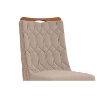 Sala De Jantar Completa Viena Tampo Madeirado C- Vidro 136cm E 6 Cadeiras Bia Freijo-off White - Suede Moca - Dj Móveis - 6