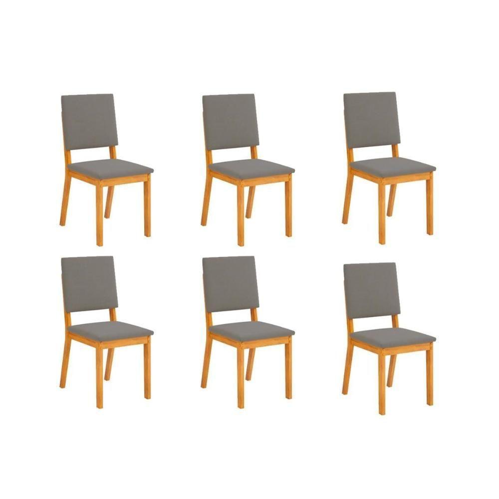 Cadeira Sala De Jantar Talia Kit 6 Un Cedro-suede Lunar - Dj Móveis - 1