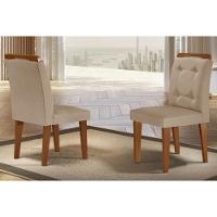 Kit 2 Cadeiras Sala Jantar Imperatriz 2 Un Madeira Capuccino-linho Bege Turim - Rufato - 1