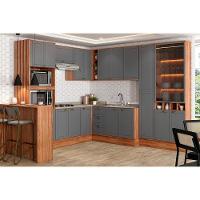 Balcão De Cozinha C- Tampo Bella 2611 Canto Reto C- 1 Porta 94cm Nogal-cinza - Carraro - 4