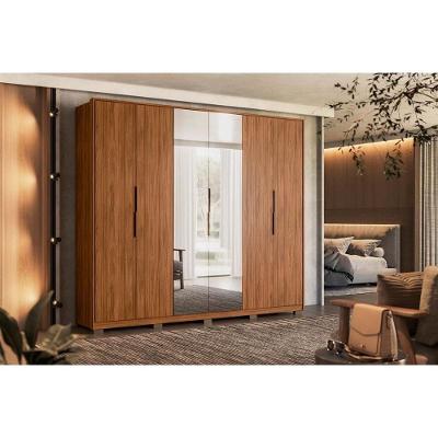 Guarda Roupa Casal Atrice Nogueira 6 Portas de Abrir 6 Gavetas Nogueira Demóbile