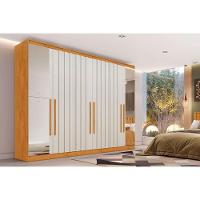 Guarda Roupa Casal 6 Portas (4 Ripadas E 2 C- Espelho) E 6 Gavetas Oxford Peroba-off White - Europa - 1