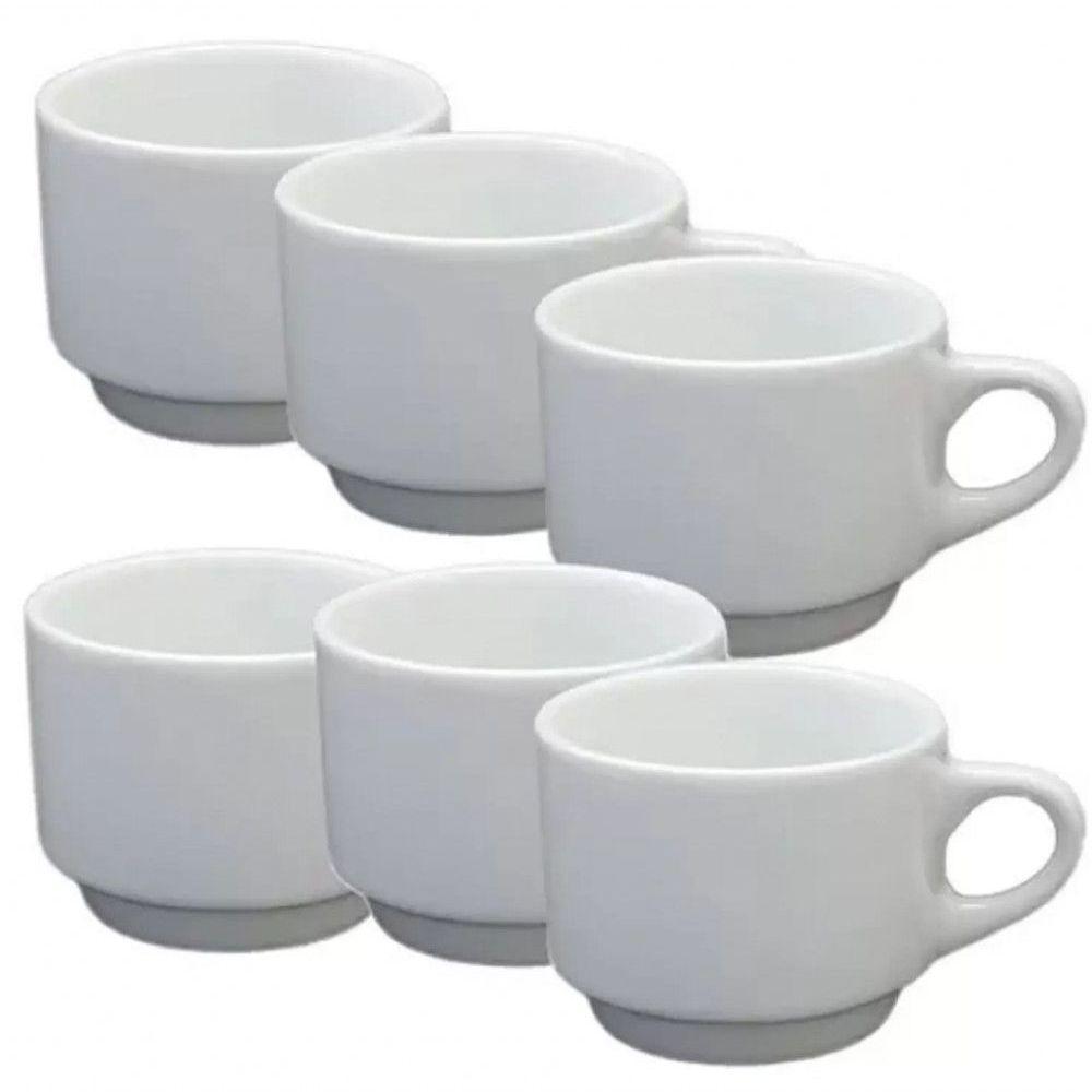 Jogo 2 Xicaras Cha Branca S/pires Empilhavel 200ml Porcelart - 3