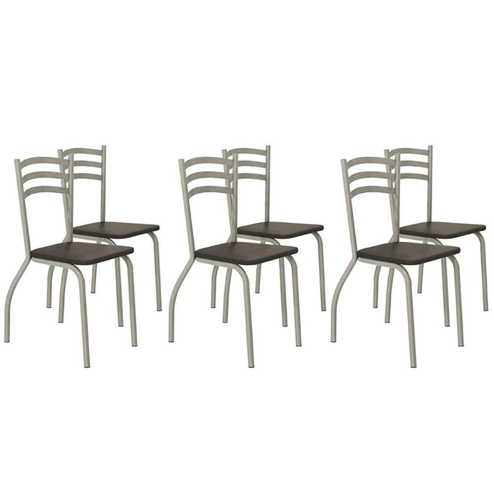 Cadeira Sala De Jantar Portugal 2c007nk Aço Kit 6 Uni Niquel-marrom 21 - Kappesberg - 1