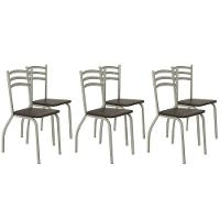 Cadeira Sala De Jantar Portugal 2c007nk Aço Kit 6 Uni Niquel-marrom 21 - Kappesberg - 1