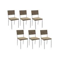 Cadeira Sala De Jantar Zaria 2c128 Kit 6 Un Cromado-bege A036 Suede Suede - Kappesberg - 1