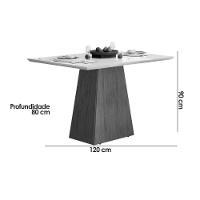 Mesa De Sala Jantar Dulce C- Tampo Madeirado Vidro Reto 120x90cm Cedro-off White - Dj Móveis - 3